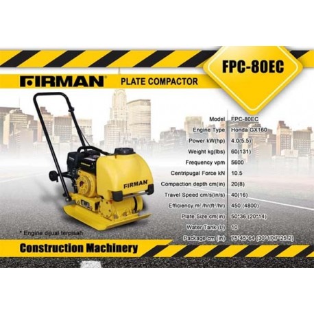 Firman FPC-80EC Hydraulic Plate Compactor 