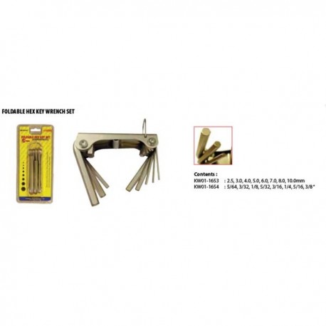 Krisbow KW0101654 Folding Hex Key 5/64-3/8in (8pcs)