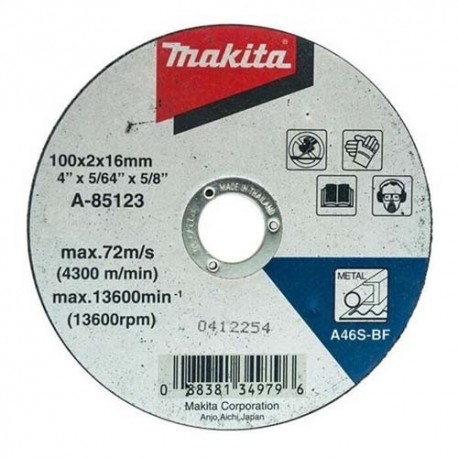 Makita Batu Gerinda Potong Besi Cut Off Wheel For Metal 100x2x16mm 4"x5/64"x5/8" (A-85123)