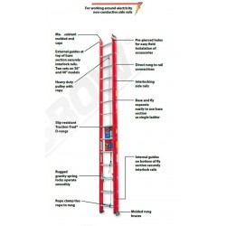 Krisbow KW0102181 Ext Ladder 28/8.4m Orange Fibreglass