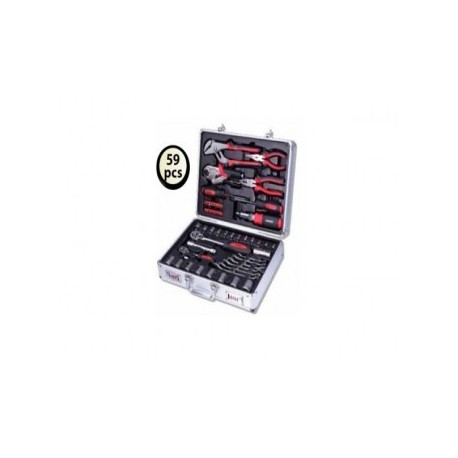 Krisbow KW0103816 Mechanical Toolkit W/Alum Case (59pcs)