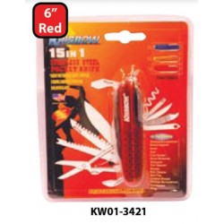 Krisbow KW0103421 Pocket Knife 9cm 15-In 1 Red