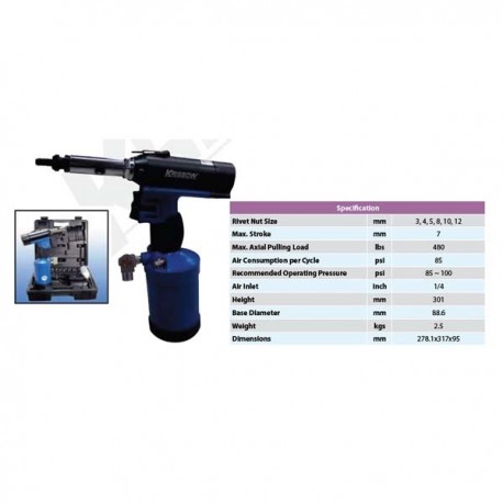 Krisbow KW0800311 Air Riveting Nut Tool M3-M12