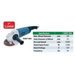 Krisbow KW0700866 Angle Grinder 180mm 2200w/ Rt: 10003942