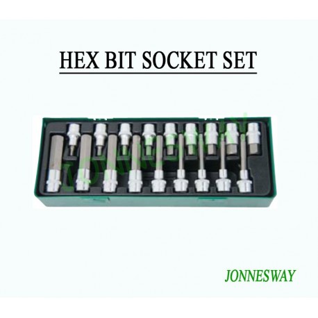 Jonnesway S09H4118SP 18 Pcs 1/2 Dr. Hex Bit Socket Set