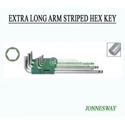 Jonnesway H23S109S 9 Pcs Extra Long Striped Ball Point Hex Key Set
