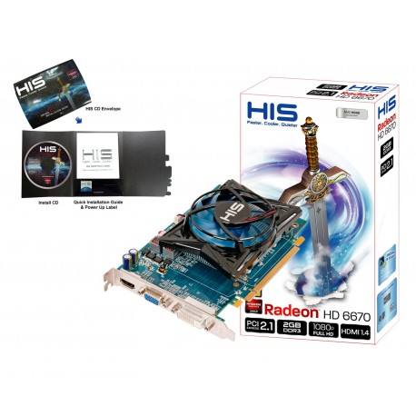 HIS Radeon HD 6670 Fan 2GB DDR3 PCI-E DVI/HDMI/VGA