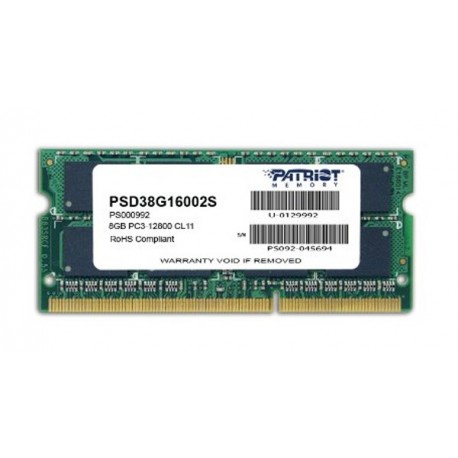 Patriot SO-DIMM DDR3 PC12800 8GB - PV3 8G 160 LC9S (1x8GB) Memory