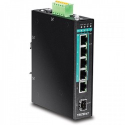 TRENDnet TI-PG541 5-Port Hardened Industrial Gigabit PoE+ DIN-Rail Switch