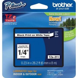 Brother TZE-211 Kertas Label 6 mm Black on White