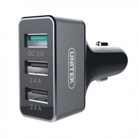 Unitek YP530C Smart Car Charger USB 3-Port 42W QC 3.0 