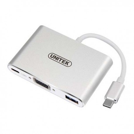 Unitek Y-9102 USB Type-C Aluminium Multiport Hubwith Power Delivery (1-Port USB3.0 + 2-Port USB2.0 + VGA)