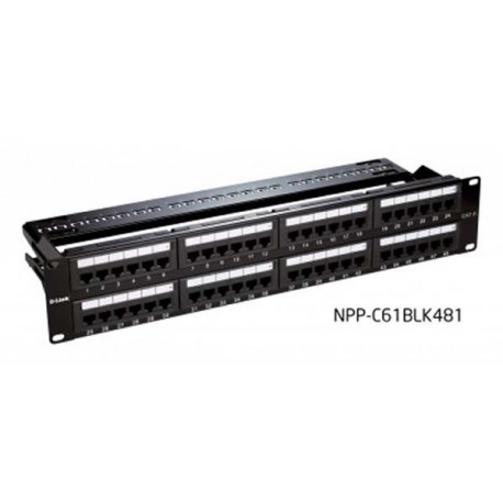 D-Link NPP-C61BLK481 Patch Panel CAT6 UTP Keystone 48 Port Fully Loaded 