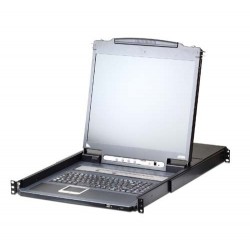 Aten CL5716iM 17 inch 16-Port PS/2-USB VGA LCD KVM over IP Switch with Daisy-Chain Port and USB Peripheral Support