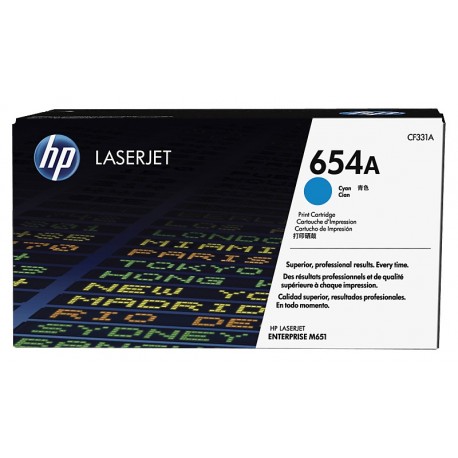 HP 654A Cyan Original LaserJet Toner Cartridge (CF331A)