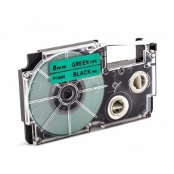 Casio XR-6GN1 Label Tape Black On Green 6mm