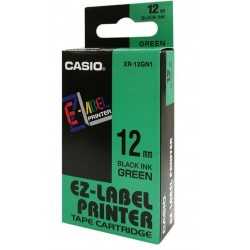 Casio XR-12GN1 Label Tape Black On Green 12mm