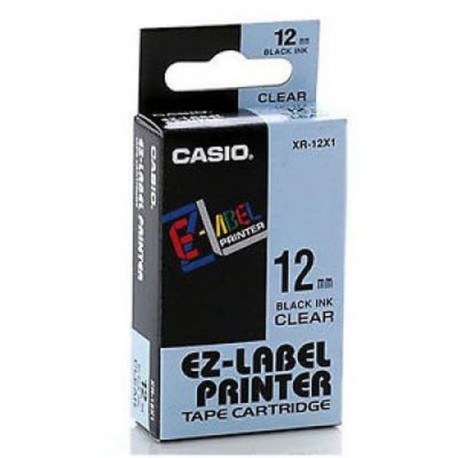 Casio XR-12X1 Label Tape Black On Clear 12mm