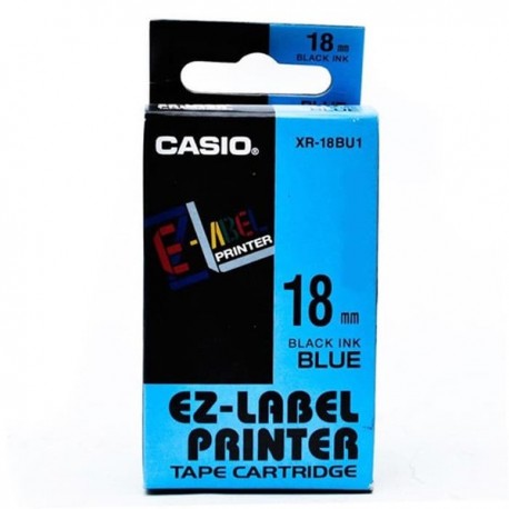 Casio XR-18BU1 Label Tape Black On Blue 18mm