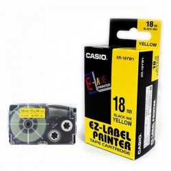 Casio XR-18YW1 Label Tape Black On Yellow 18mm