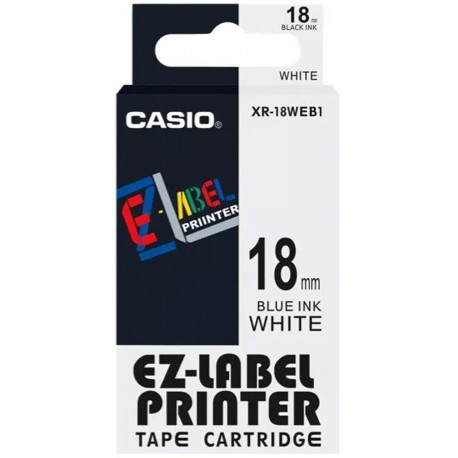 Casio XR-18WEB1 Label Tape Blue On White 18mm