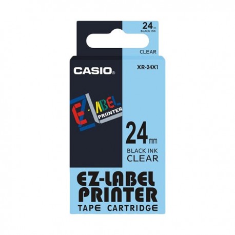 Casio XR-24X1 Label Tape Black On Clear 24mm