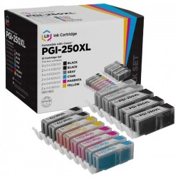 Compatible for Canon PGI-250XL & CLI-251XL Set of 14 Ink Cartridges: 4 Black and 2 of each Black, Cyan, Magenta, Yellow, Gray