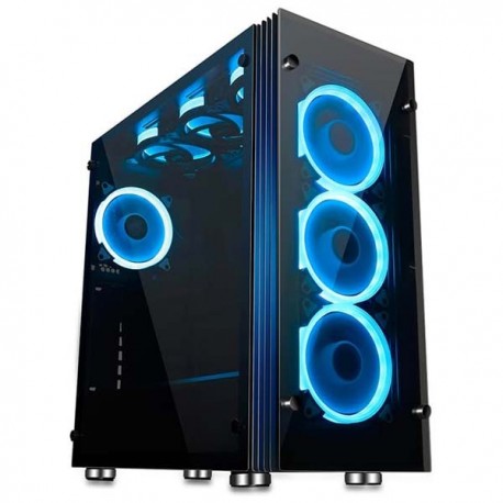 Aigo Atlantis Blue LED Ring Mid Tower ATX Tempered Glass Gaming Case