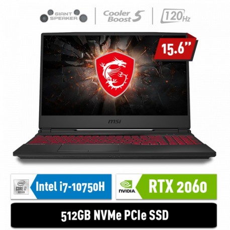 MSI Notebook GL65 10SER 9S7-16U722-216 i7-10750H 8GB 512GB RTX2060 6GB 15.6" FHD Win10Home