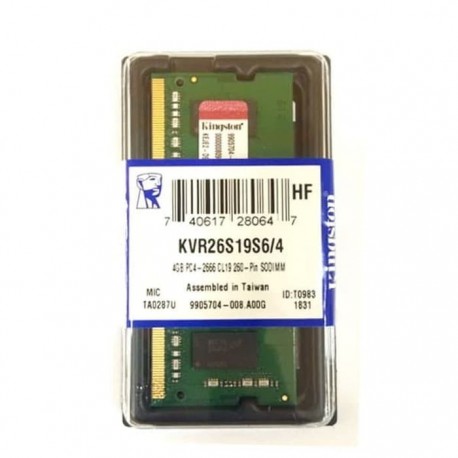 Kingston 4GB 2666MHz DDR4 Non-ECC CL19 SODIMM 1Rx16 (KVR26S19S6/4)