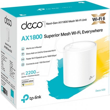 TP-Link Deco X20 AX1800 Whole Home Mesh Wi-Fi 6 System (1-Pack)