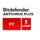 Bitdefender Antivirus Plus  5 User 1 Tahun
