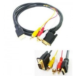 HDMI HDTV to VGA 3 RCA Converter Adapter Cable for Video Audio AV TV High Speed