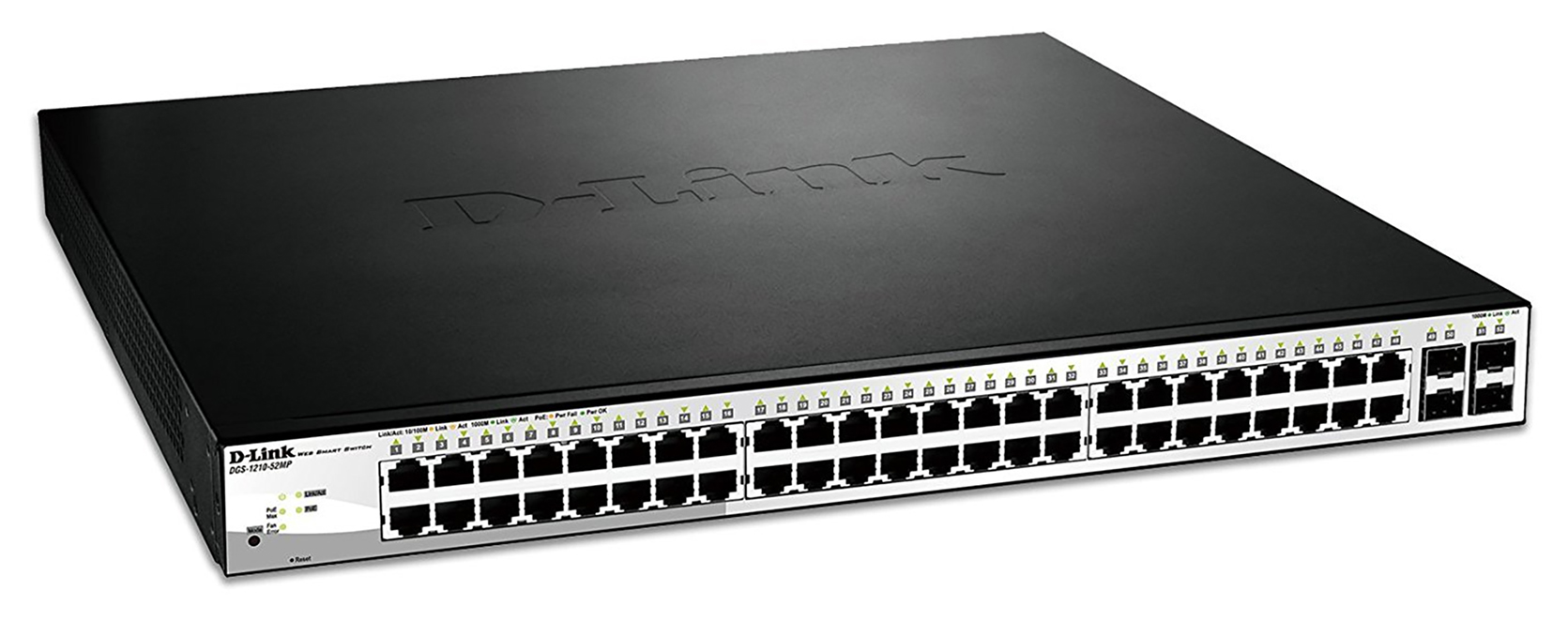 Harga Jual D-Link (DGS-1210-52MP) 48-Porat Gigabit Smart Managed PoE Switch with 4 Gigabit RJ45,SFP COMBO ports, 370W PoE Budget