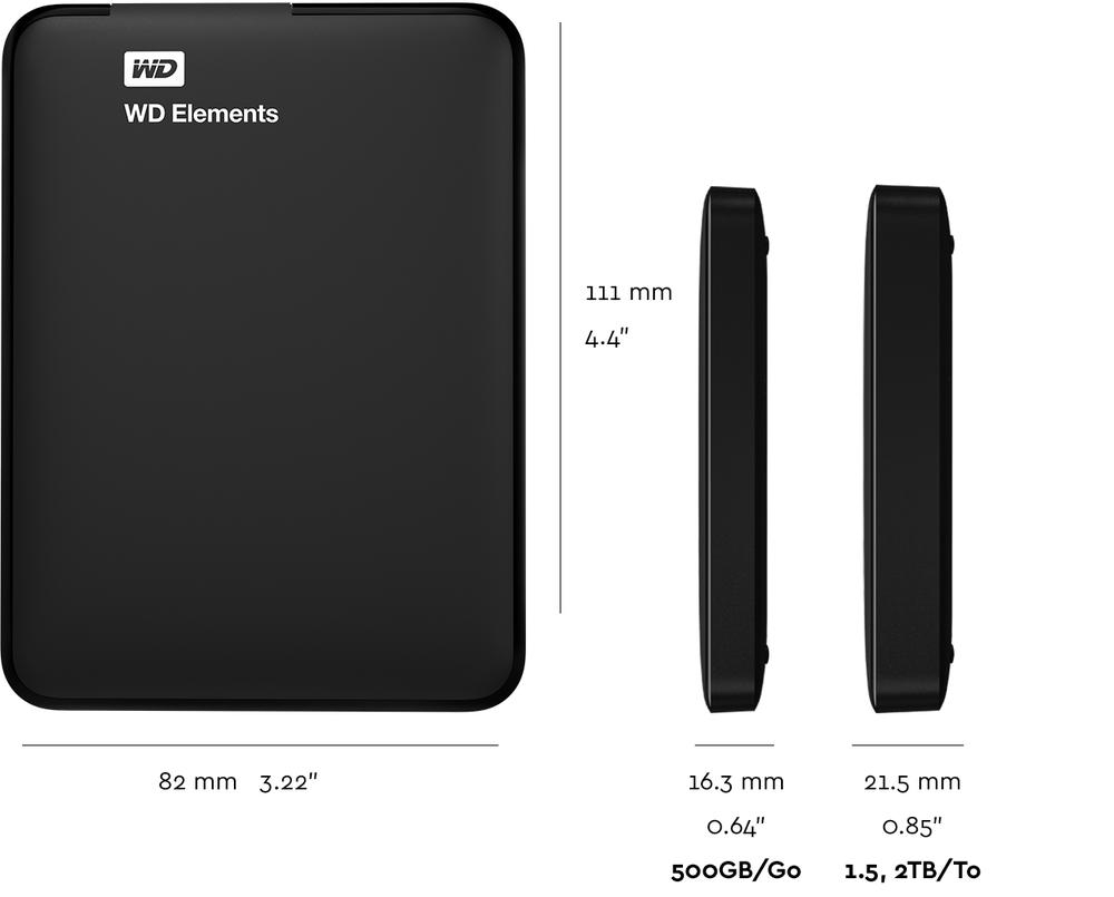 Harga WD 1TB Elements Portable External Hard Drive USB 3.0 (WDBUZG0010BBK)